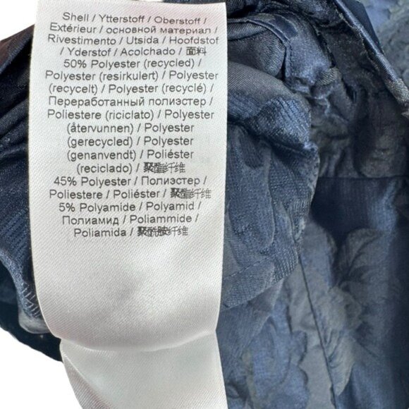 GANNI NEW Navy Blue Botanical Jacquard Formal Bow Strap Midi Dress Size 6 - Picture 13 of 14